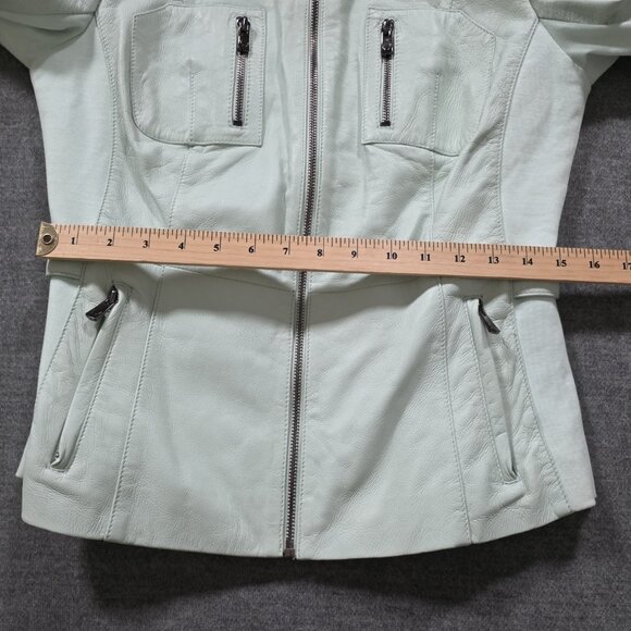 Bod & Christensen Jacket Women M Light Green Penelope Genuine Leather Moto Lined - Picture 5 of 16